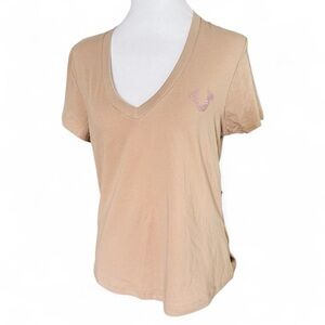 True Religion Beige V-Neck Short Sleeve Tee NWT MSRP 59.00 Medium